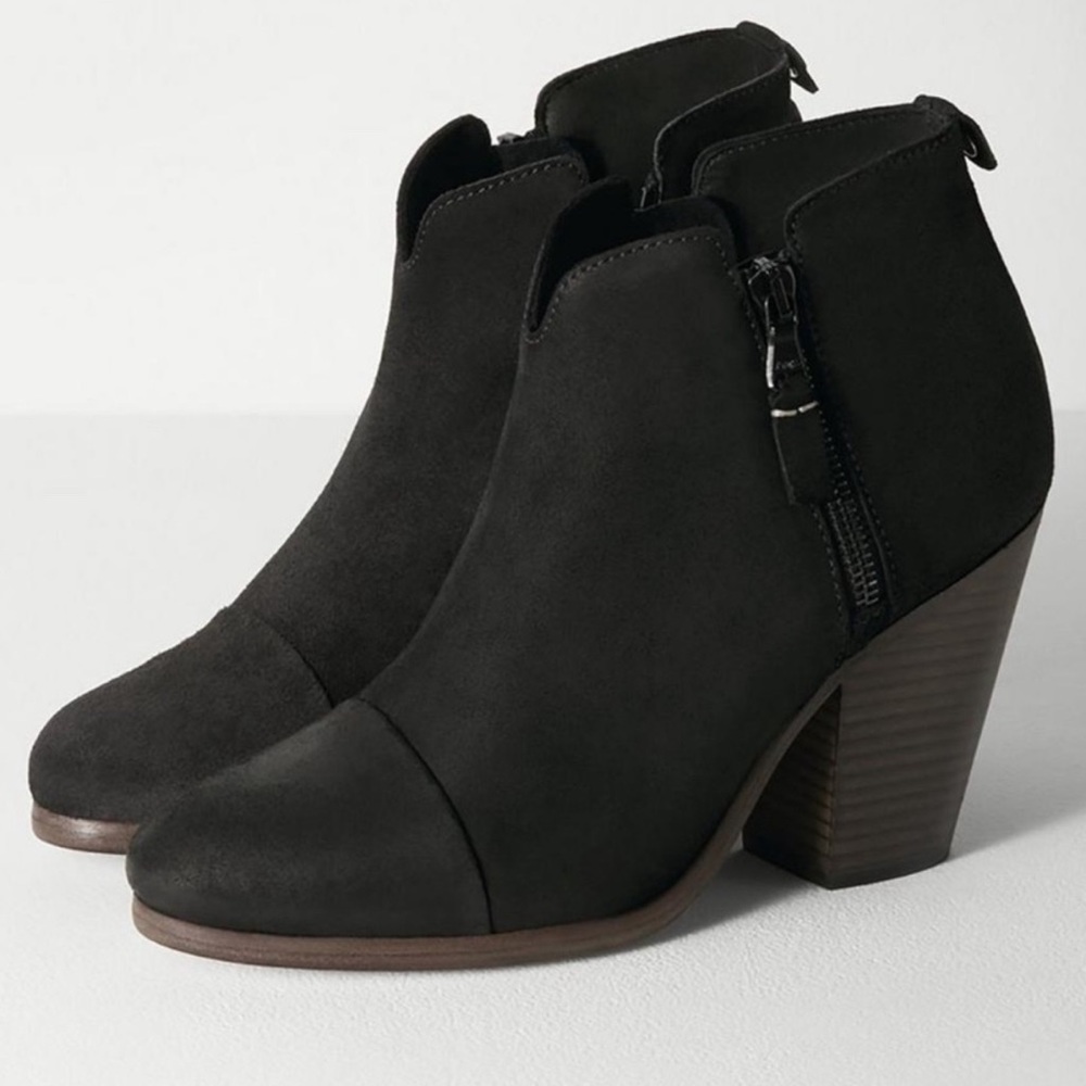Rag & Bone MARGOT Double Zip Ankle Booties Black Waxed Suede Women's 6.5